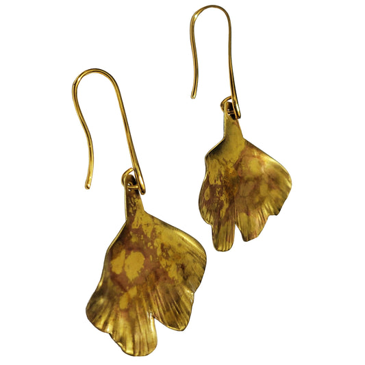 HOIKO Orecchini in rame e ottone foglia di Ginko 03