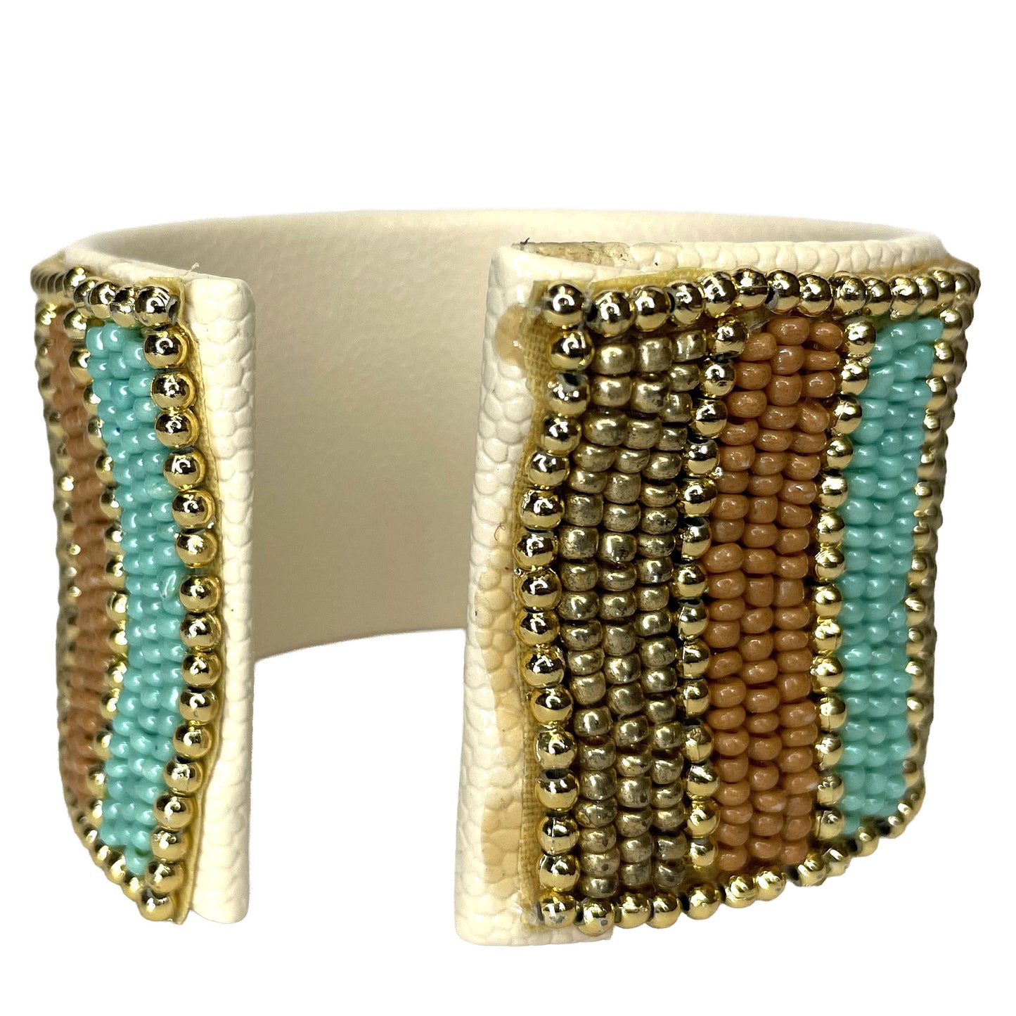 SURKANA Bracciale rigido a righe multicolor turchese e oro