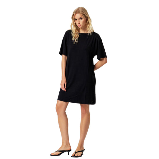 SURKANA Abito a Trapezio Maniche Corte Nero