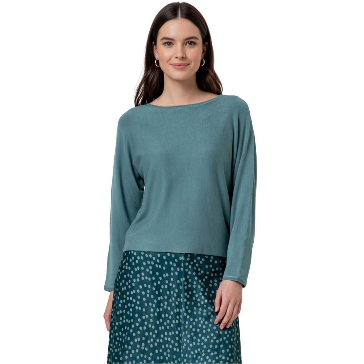 SURKANA Maglione in Maglia con Scollo a Barca Verde Polvere