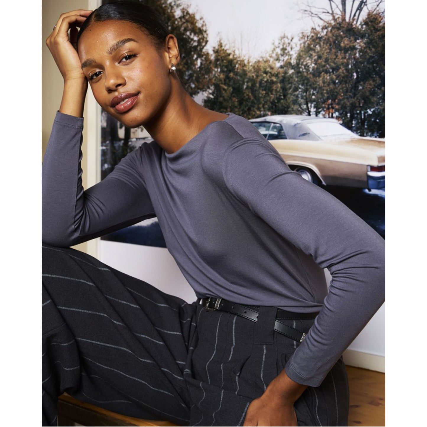 SURKANA - T-shirt con scollo a barca in viscosa di bambù-SURKANA-VIALESCARPE