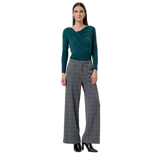 SURKANA Pantalone Wide Leg a Quadri Grigio-SURKANA-VIALESCARPE