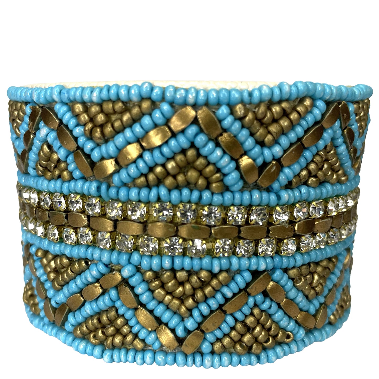 SURKANA Bracciale rigido turchese e oro con cristalli