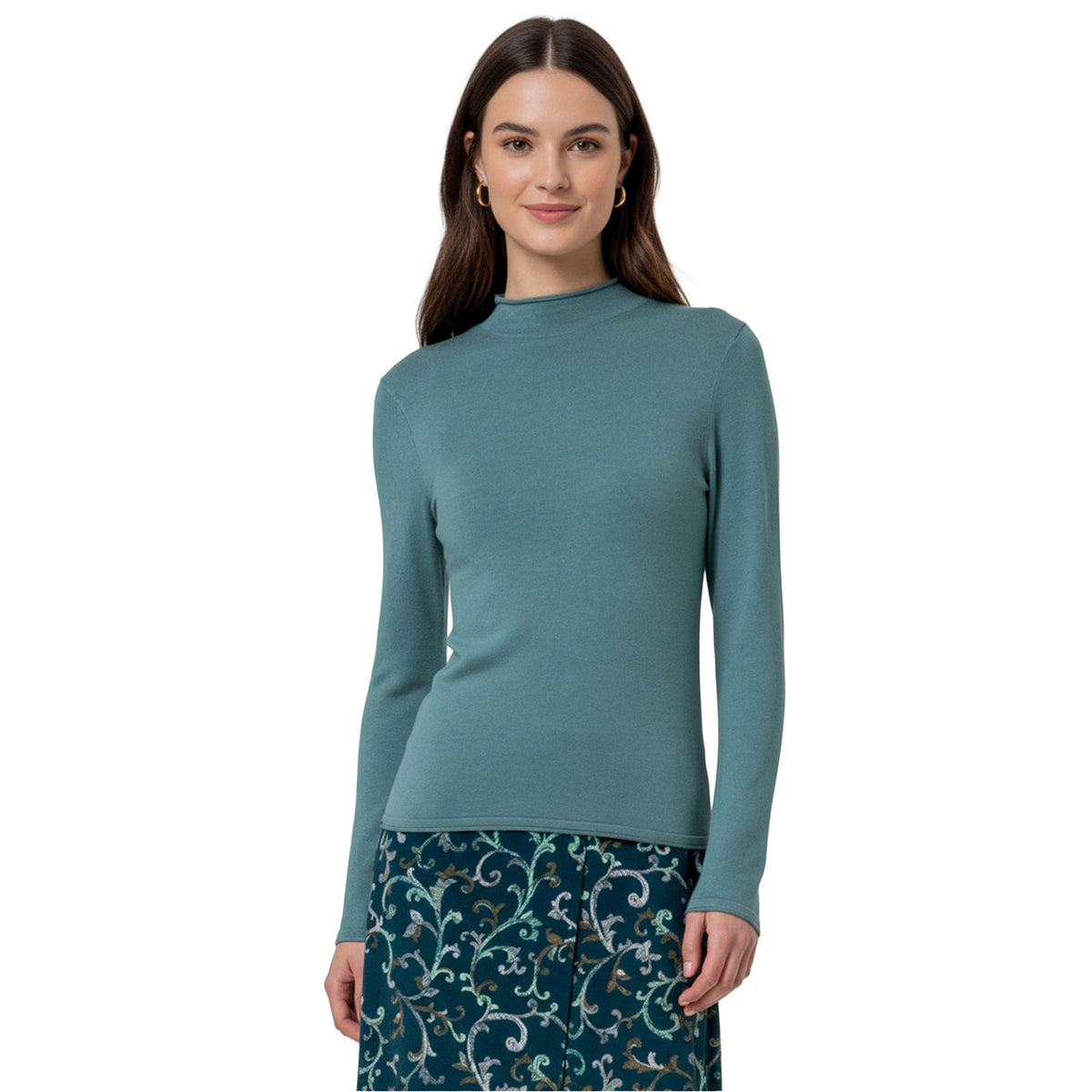 SURKANA Maglione Lupetto in Maglia Fine Verde Polvere