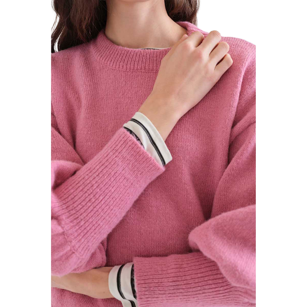 COMPAÑÍA FANTÁSTICA Maglione rosa con maniche a sbuffo