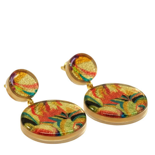 SURKANA Orecchini in resina con motivo floreale multicolore