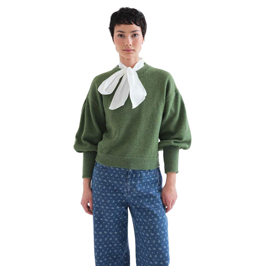 COMPAÑÍA FANTÁSTICA Maglione verde con maniche a sbuffo