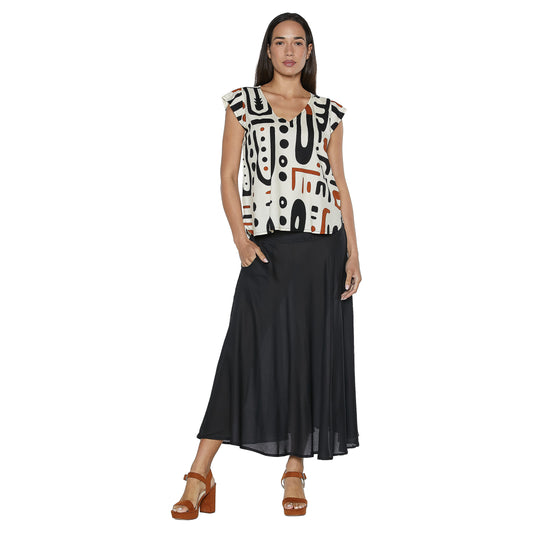 BABA DESIGN Blusa AFRO SAND Beige, Nero e bruciato
