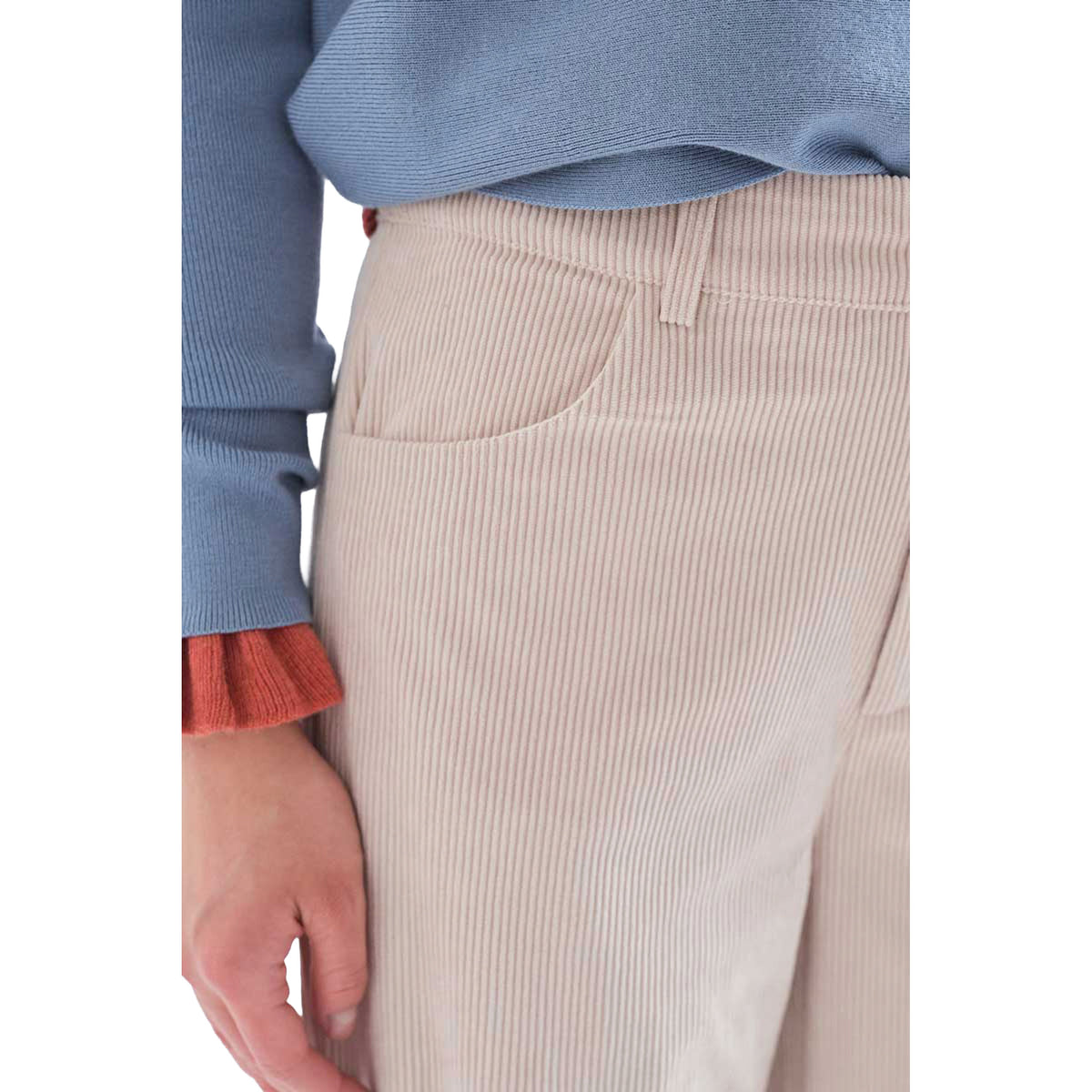 COMPAÑÍA FANTÁSTICA Pantaloni in velluto a coste bianco sporcoCOMPAÑÍA FANTÁSTICA Pantaloni in velluto a coste bianco sporco