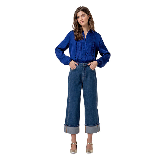 SURKANA Jeans Wide Leg con Orlo Risvoltato Indigo-SURKANA-VIALESCARPE