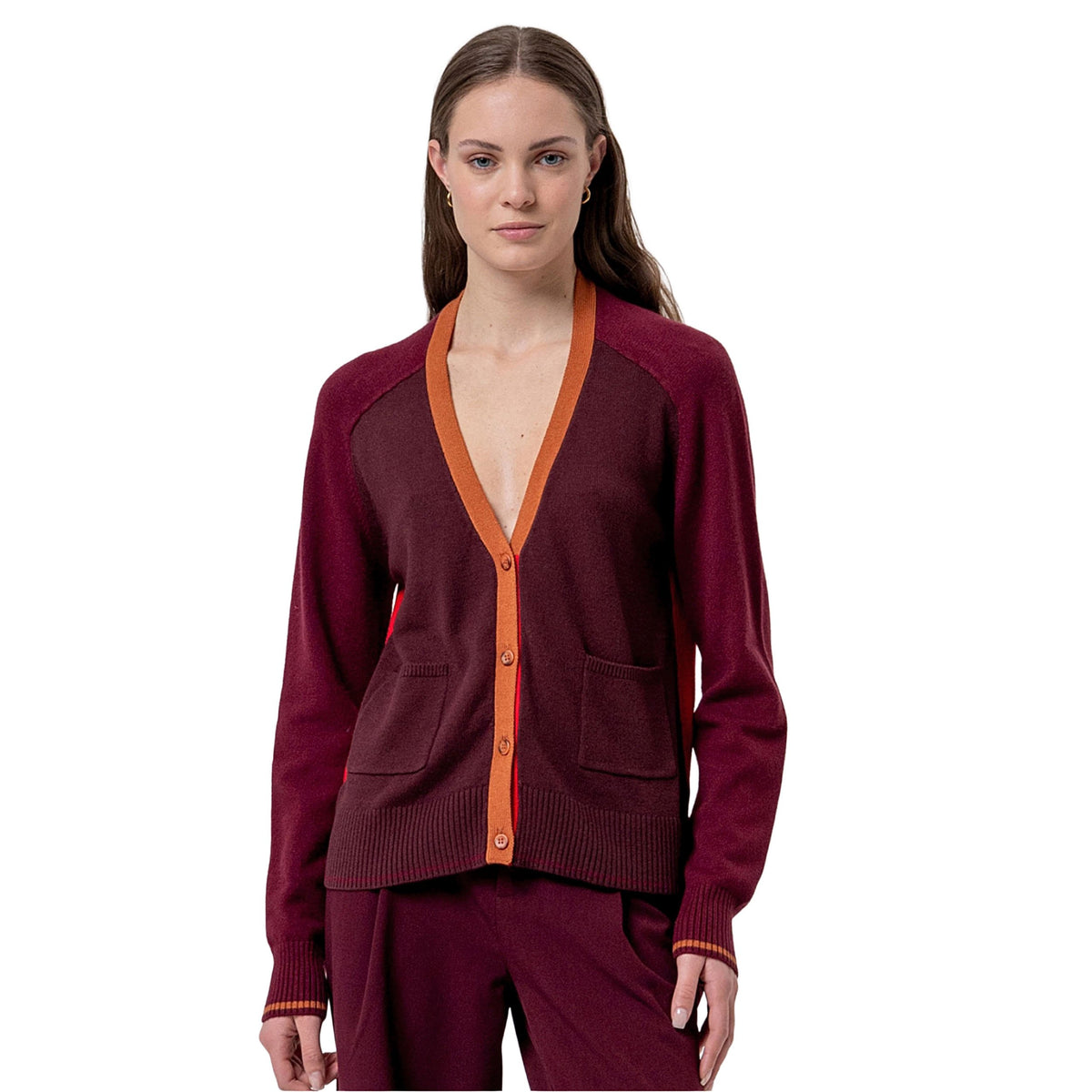 SURKANA Cardigan SAKO336 Bordeaux e Rosso