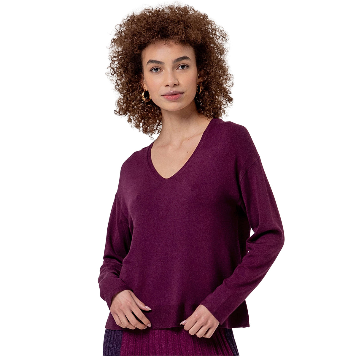 SURKANA Maglione con Scollo a V in Viscosa Cherry