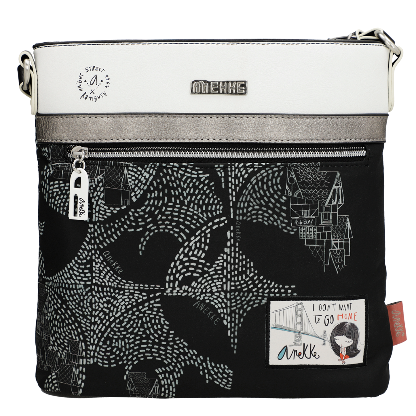 Borsa a tracolla quadrata - Nature Sixties Black White