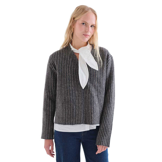 COMPAÑÍA FANTÁSTICA Cardigan a righe grigio scuro e bianco