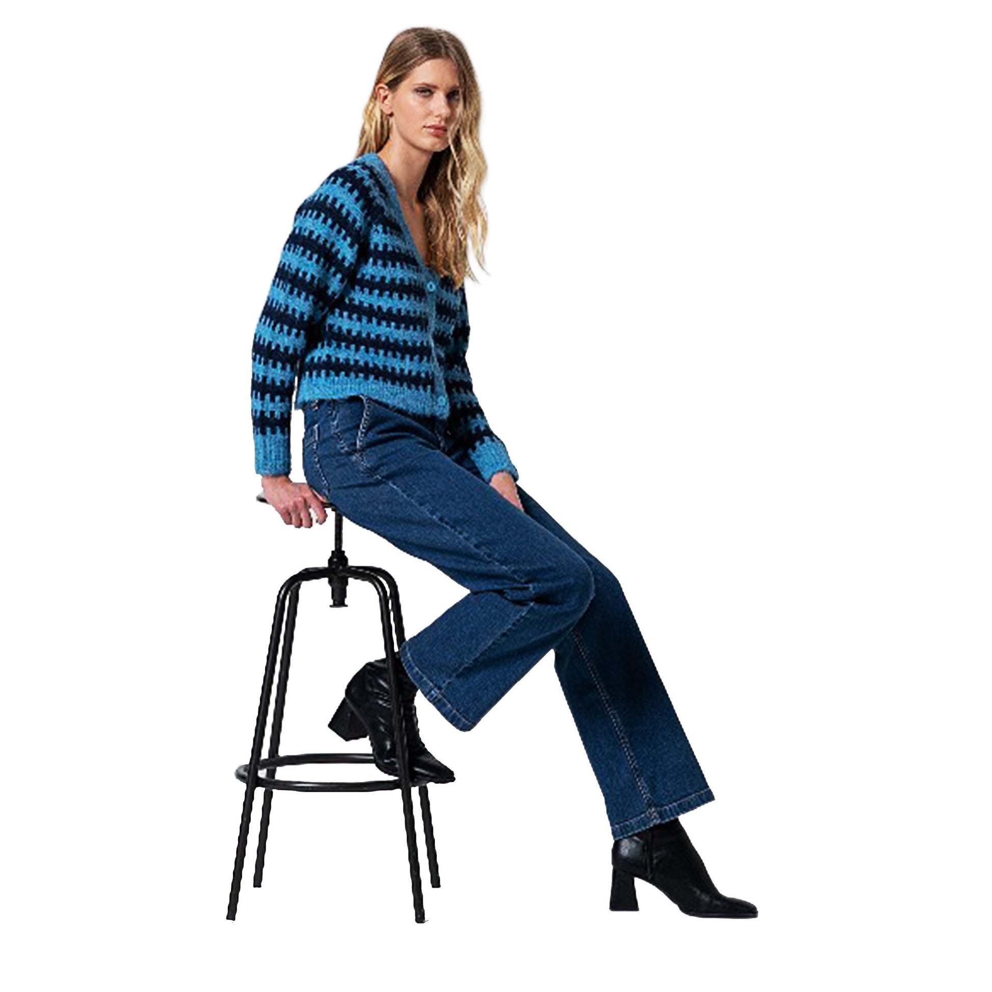 SURKANA - Cardigan corto a maglia grossa bicolore-SURKANA-VIALESCARPE