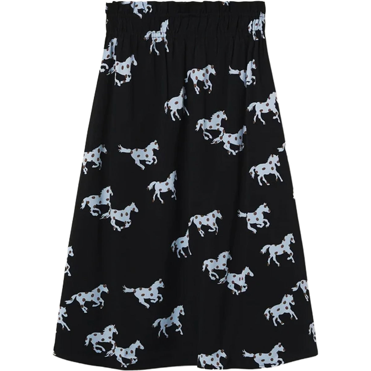 COMPAÑÍA FANTÁSTICA Gonna midi nera con stampa Horse azzurro