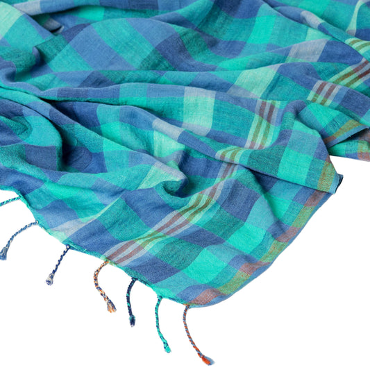 SURKANA Foulard rettangolare a quadri Blu