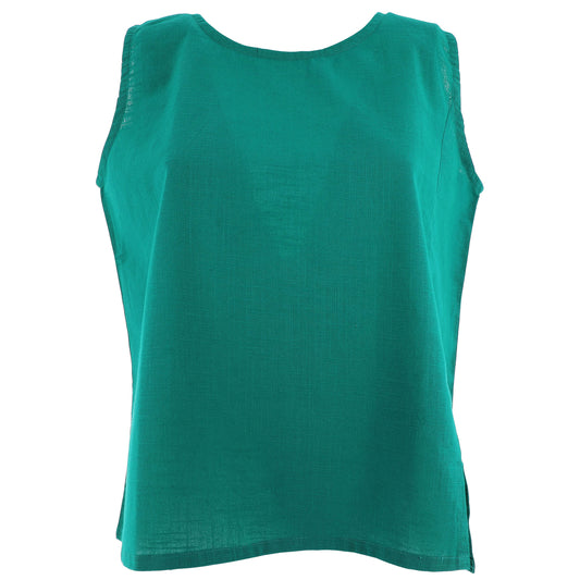 Karakorum Top Ginger Verde in Puro Cotone con Spacchetti Laterali