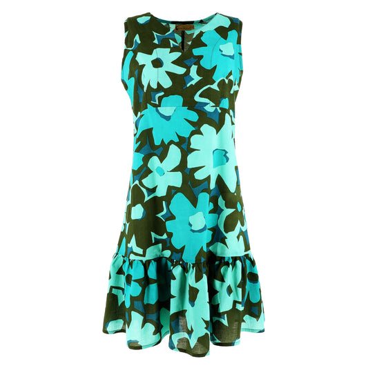 KARAKORUM Abito Corto SANTAL Teal e Multicolor