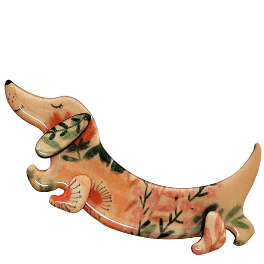 Picà Spilla con Bassotto Rosa e verde