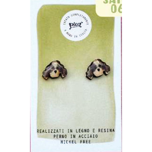 Picà - Orecchini in legno e resina con cane Cocker