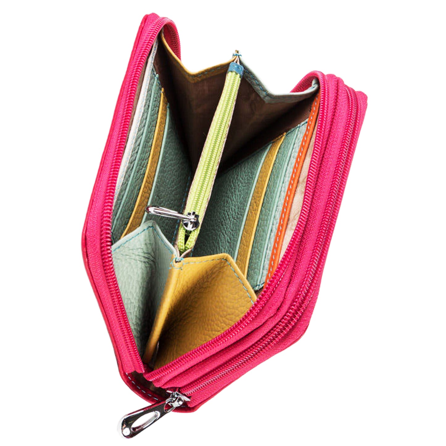 Portafoglio Medio Doppia Zip Reuse Fucsia