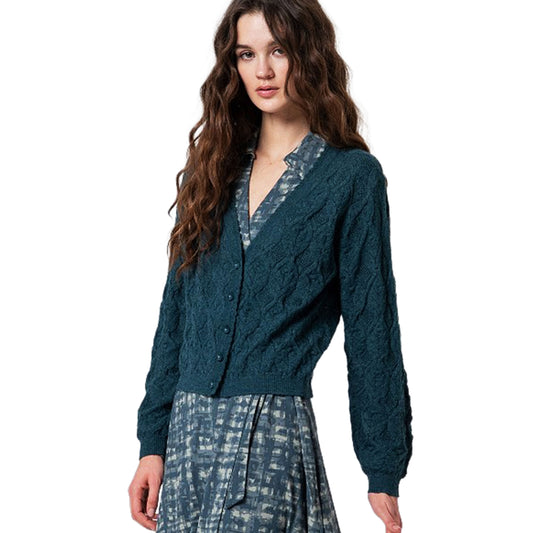 SURKANA - Cardigan in maglia con motivo a trecce-SURKANA-VIALESCARPE