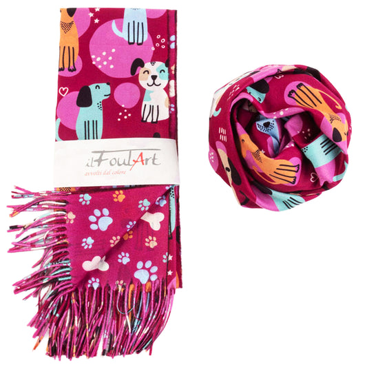 Scialle Stola Light Heat FoulART Double Cagnetti Bolle Fuxia