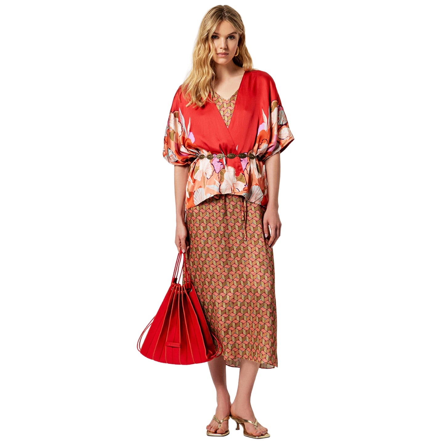 SURKANA Borsa zaino in maglia con pochette interna Ciliegia