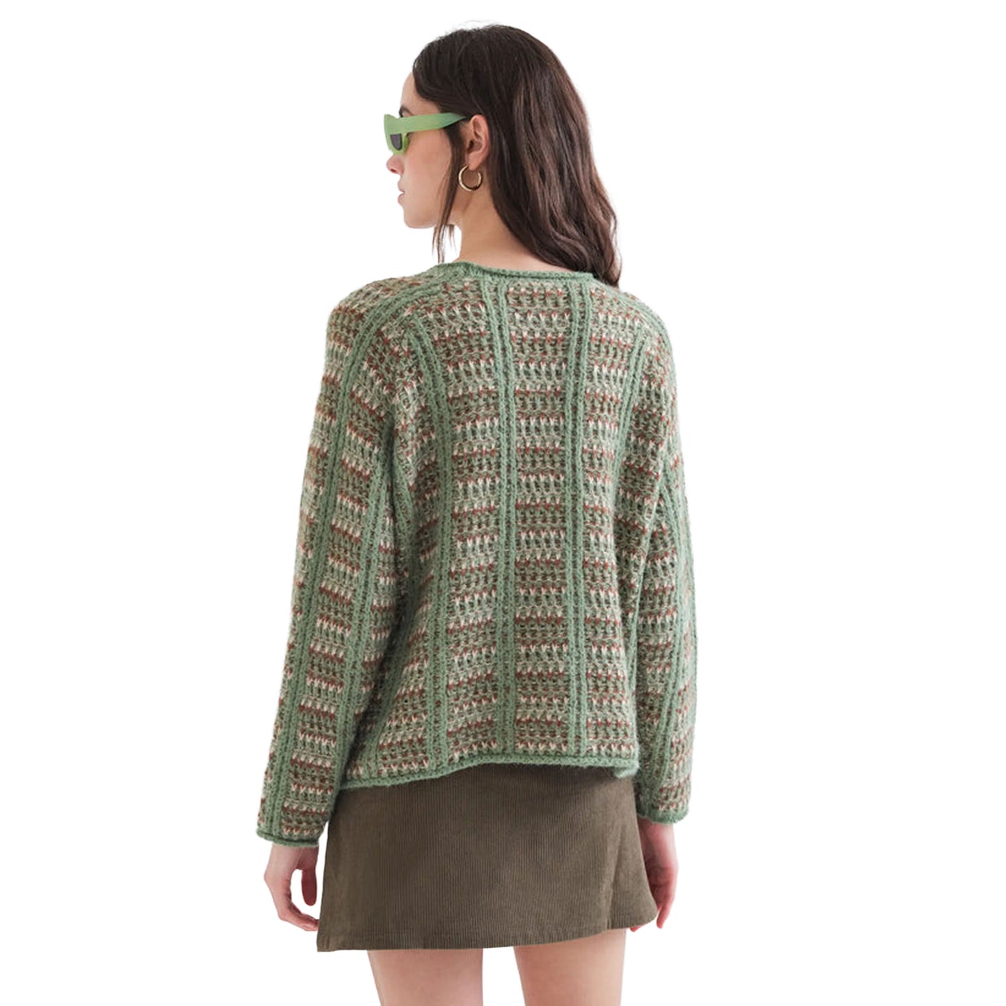 COMPAÑÍA FANTÁSTICA Maglione in Maglia Verde con Dettagli Ricamati