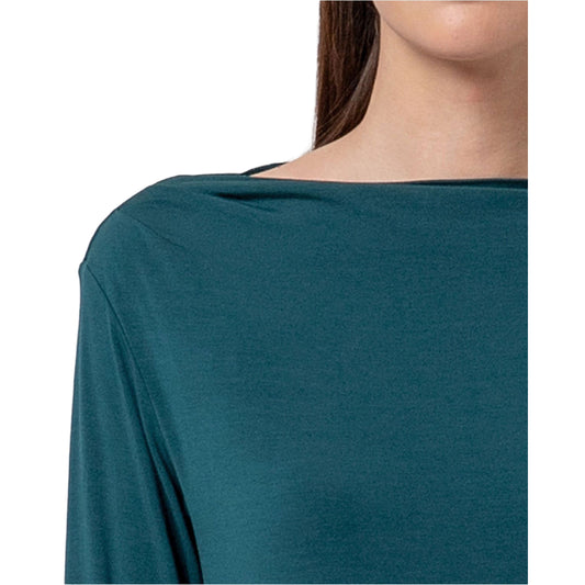 SURKANA T-shirt a Scollo Barca in Bambù Verde Bottiglia-SURKANA-VIALESCARPE