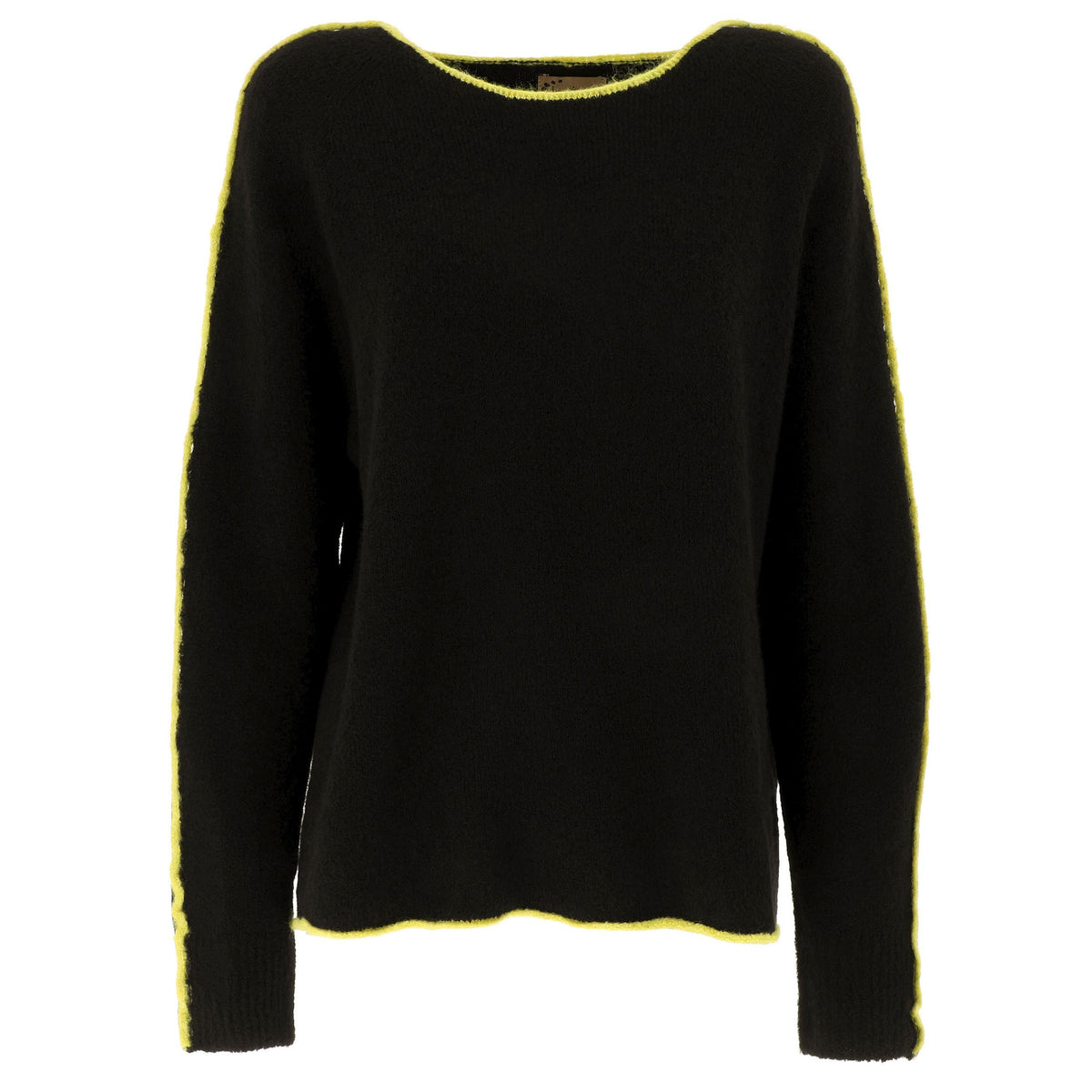 KARAKORUM Maglia Fabrizia nera con bordi lime.