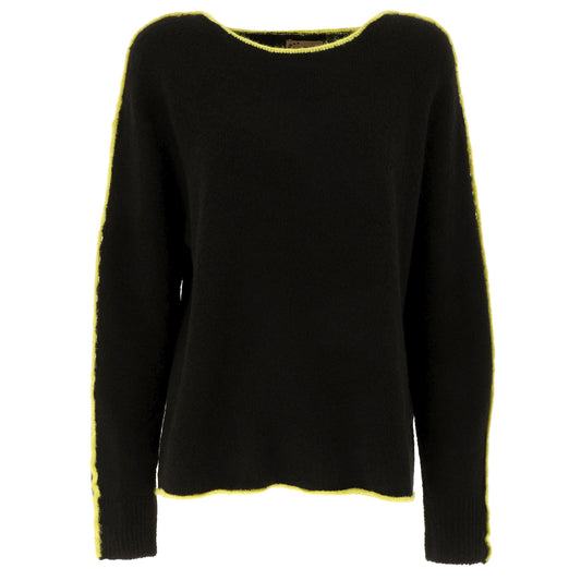 KARAKORUM Maglia Fabrizia nera con bordi lime.