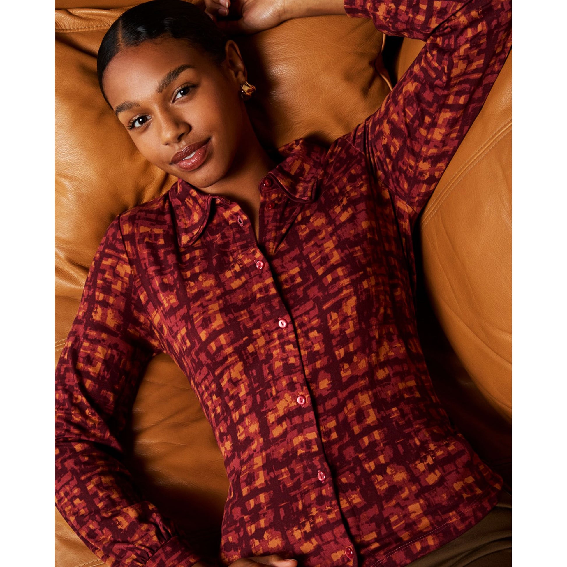 SURKANA - Camicia a maniche lunghe stampata Bordeaux-SURKANA-VIALESCARPE