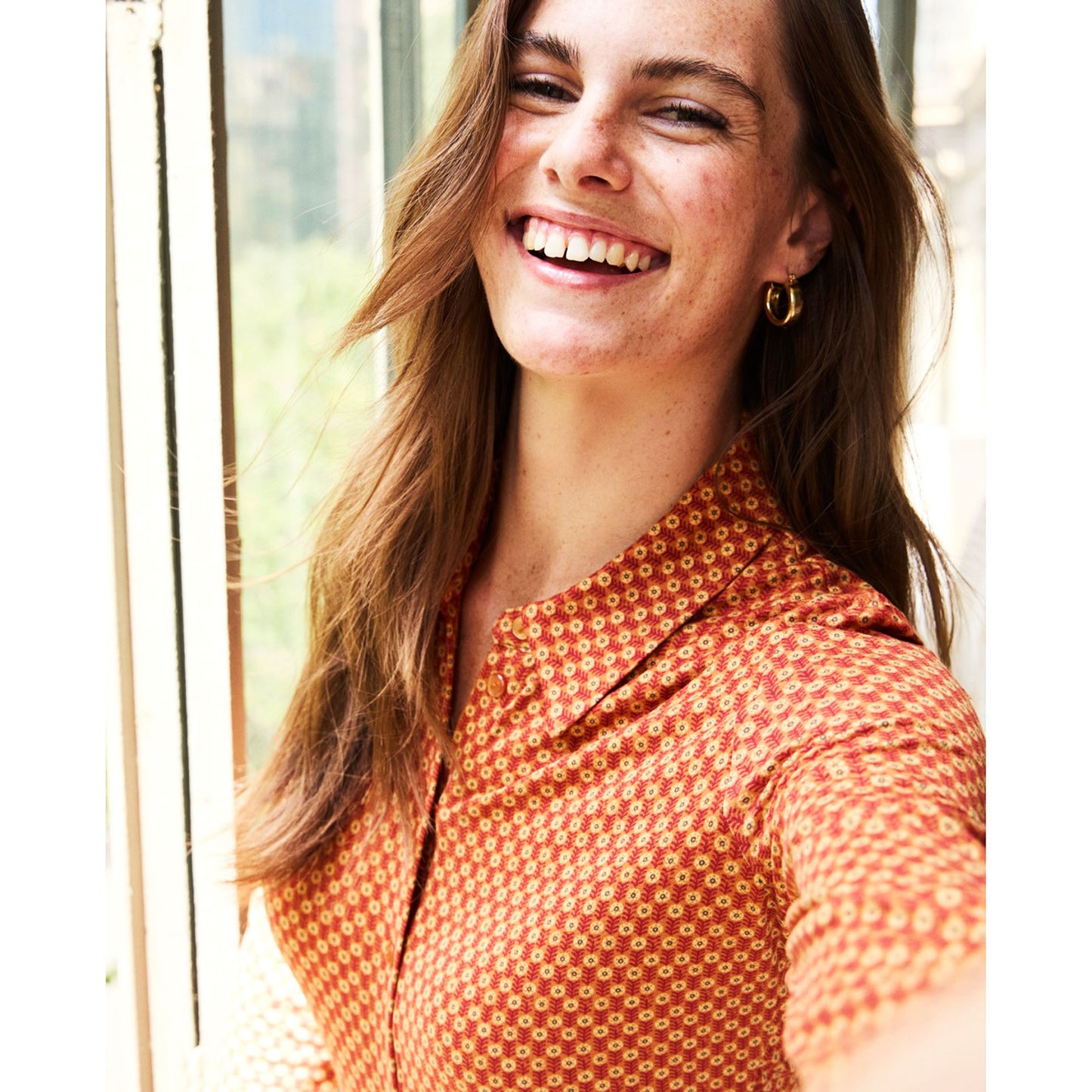 SURKANA - Camicia stampata in poliestere riciclato Toffee-SURKANA-VIALESCARPE