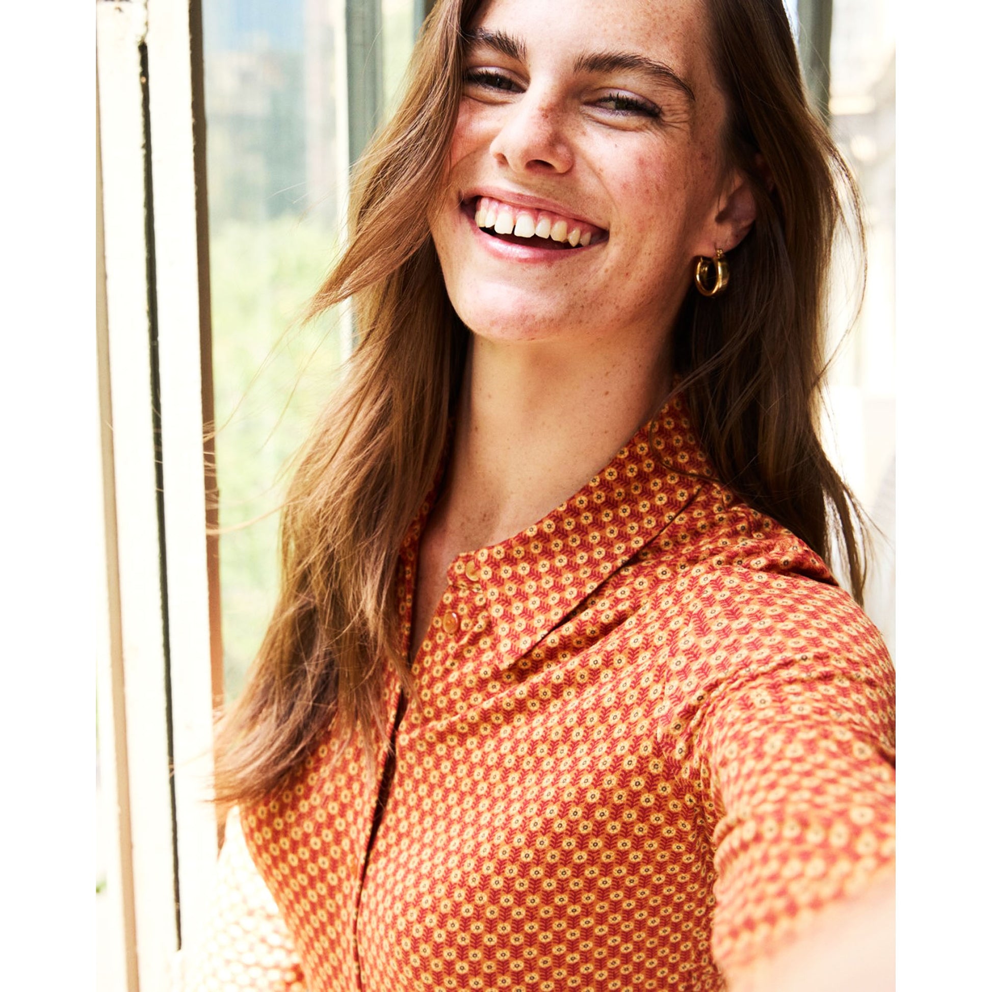 SURKANA - Camicia stampata in poliestere riciclato Toffee-SURKANA-VIALESCARPE