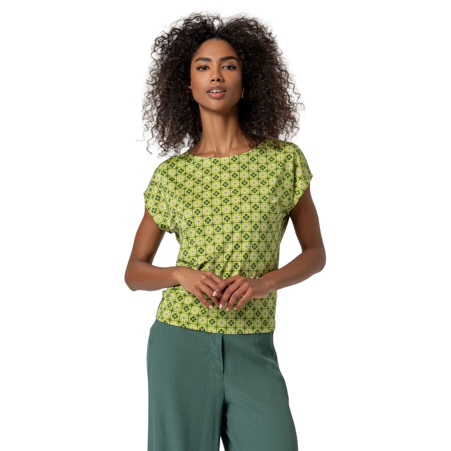 SURKANA T-shirt Smanicata Scollo a Barchetta Verde Acido-SURKANA-VIALESCARPE