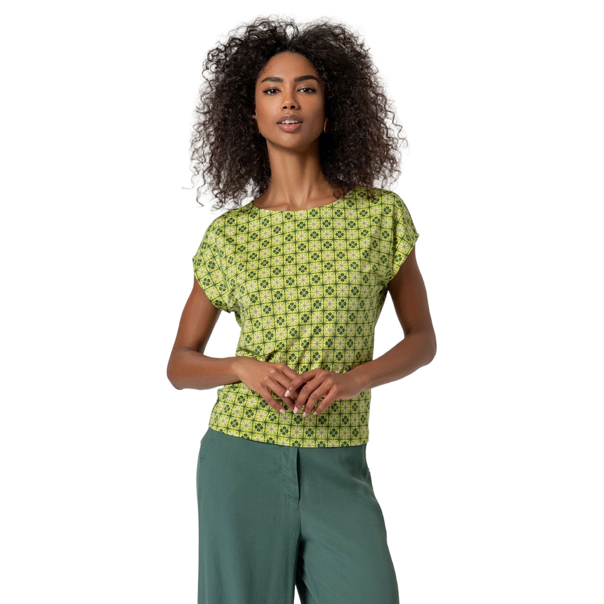 SURKANA T-shirt Smanicata Scollo a Barchetta Verde Acido-SURKANA-VIALESCARPE