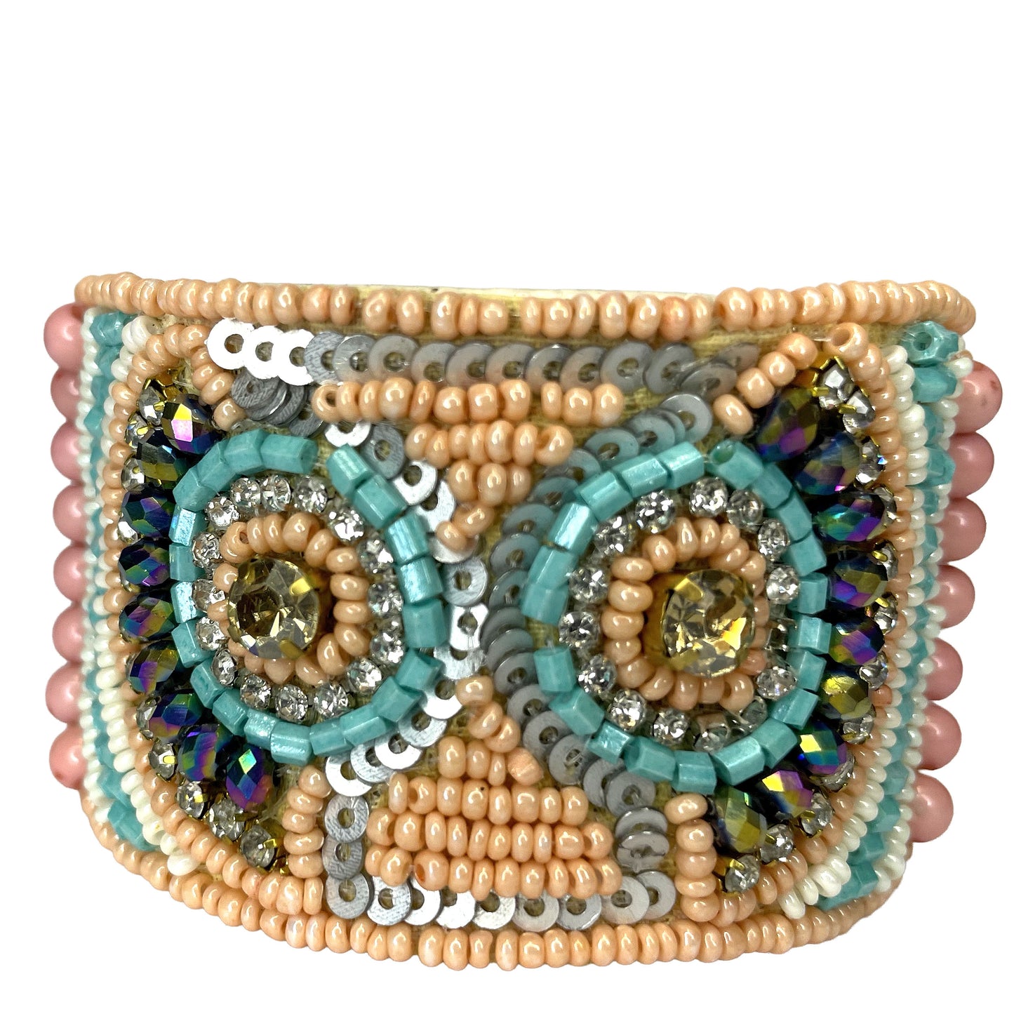 SURKANA Bracciale rigido boho rosa cipria e turchese