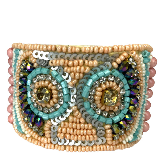SURKANA Bracciale rigido boho rosa cipria e turchese
