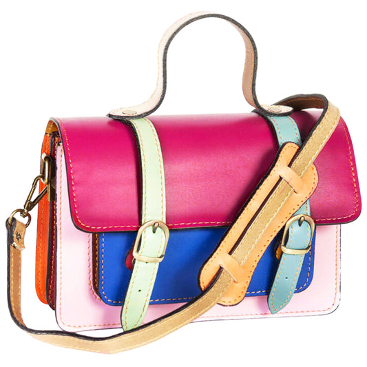 Borsa Cartella Mini Reuse Multicolor Pattina Fucsia