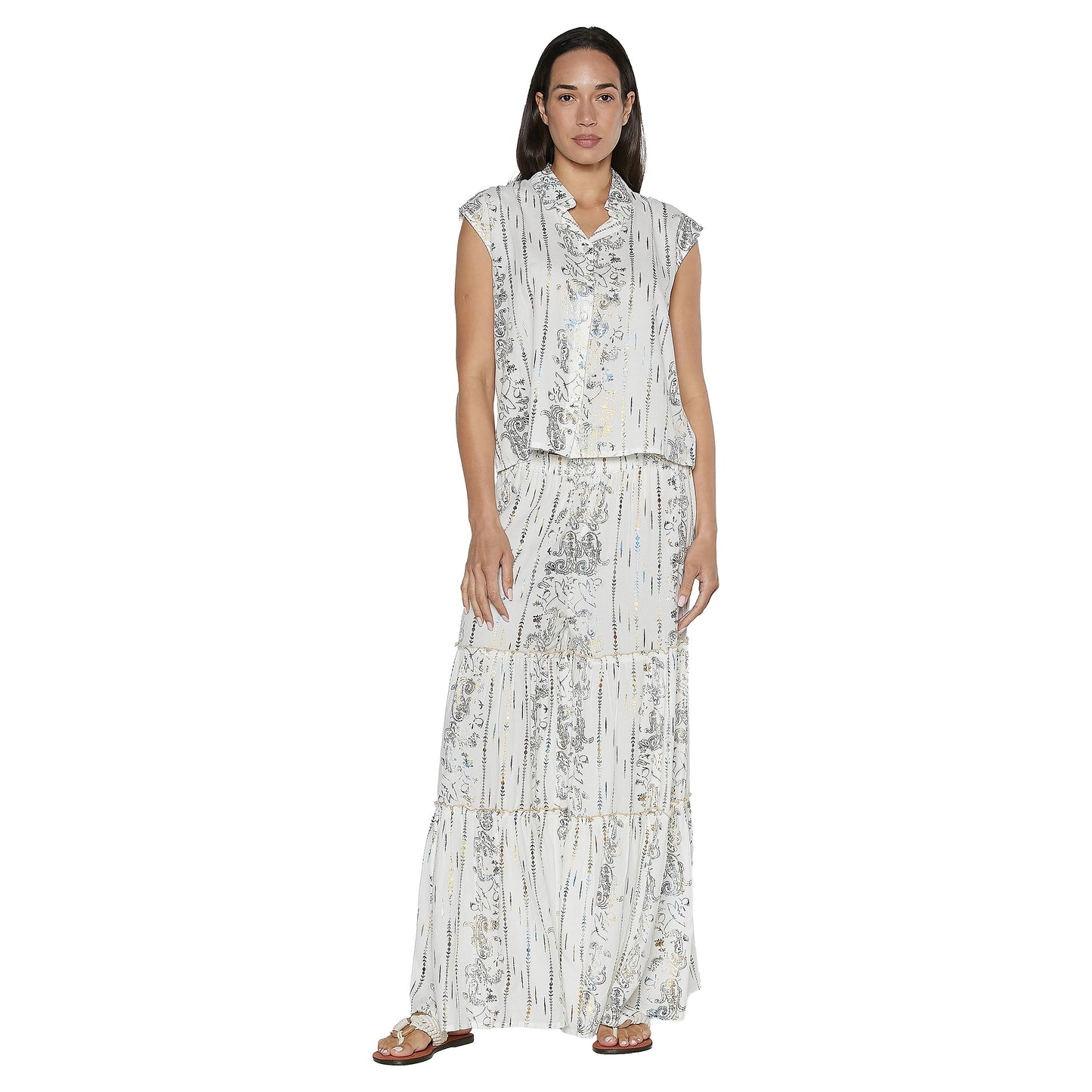 BABA DESIGN Blusa WHITE LUSTER Ecru e oro