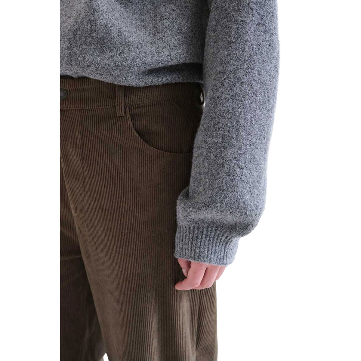 COMPAÑÍA FANTÁSTICA Pantaloni in velluto marrone scuro