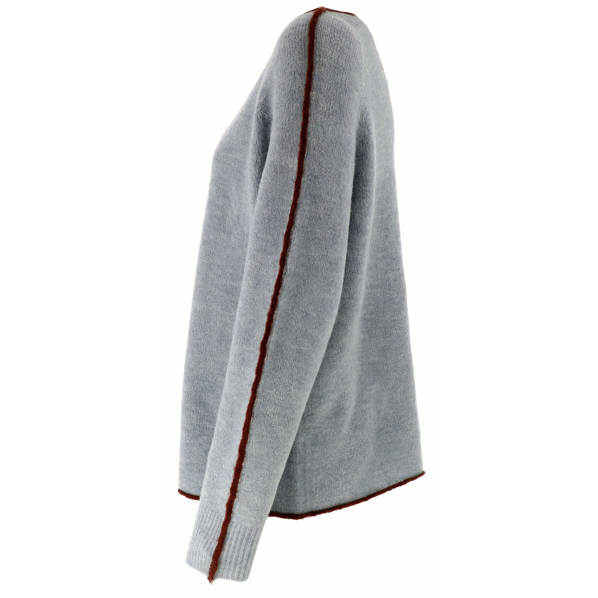 KARAKORUM Maglia Fabrizia denim con bordi a contrasto
