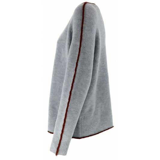 KARAKORUM Maglia Fabrizia denim con bordi a contrasto