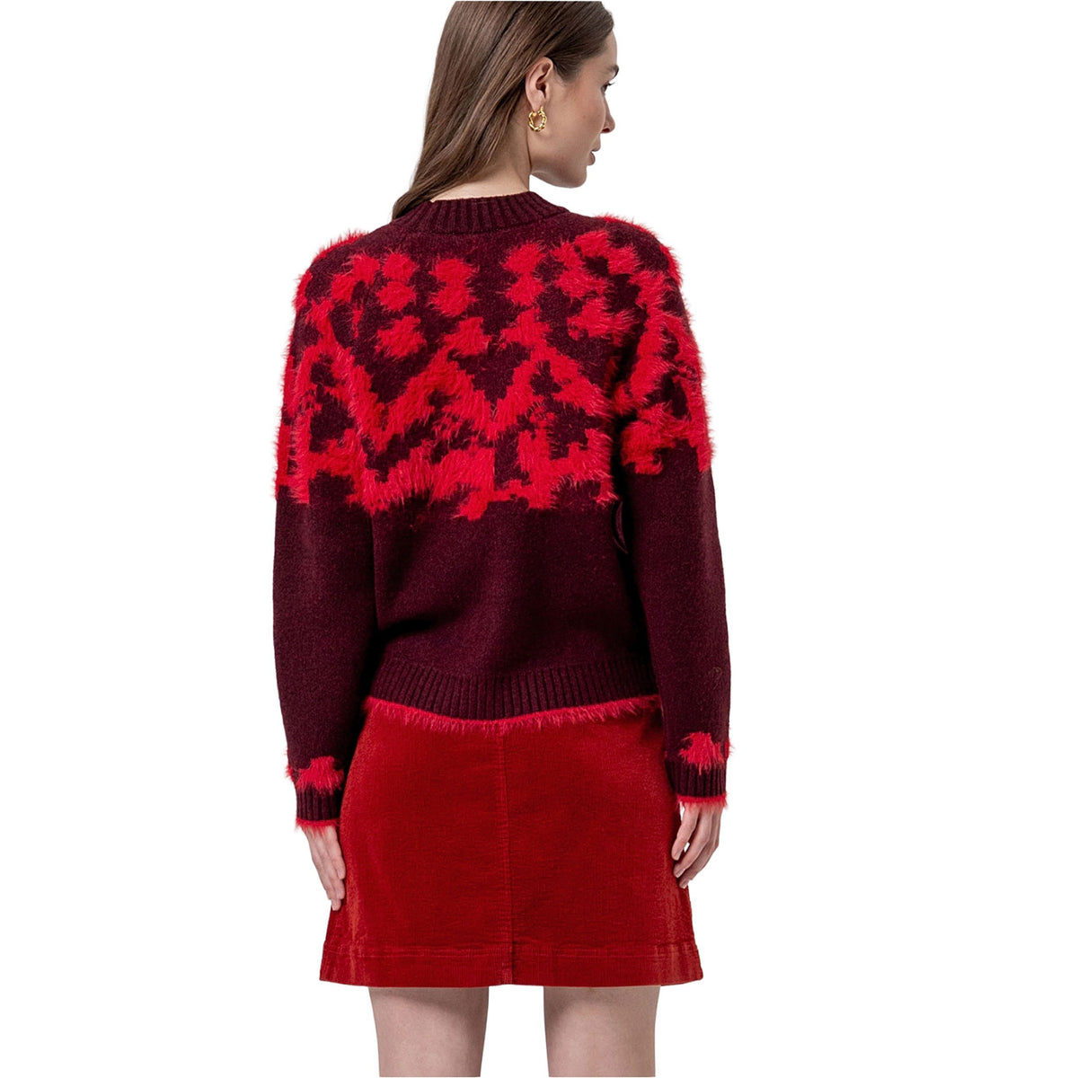 SURKANA Maglione Jacquard Granata e Rosso