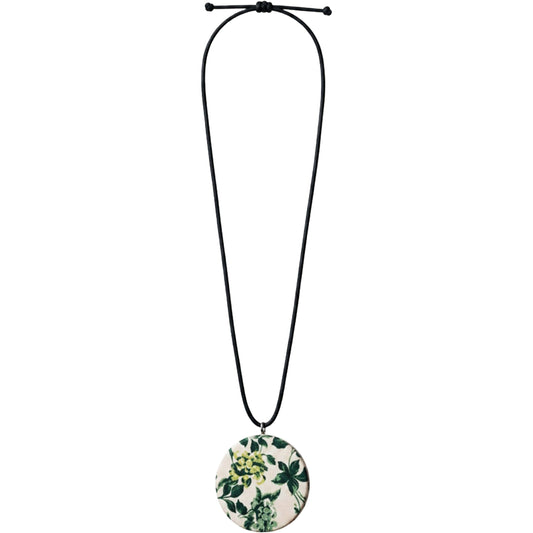 SURKANA Collana con Medaglione Floreale in Legno