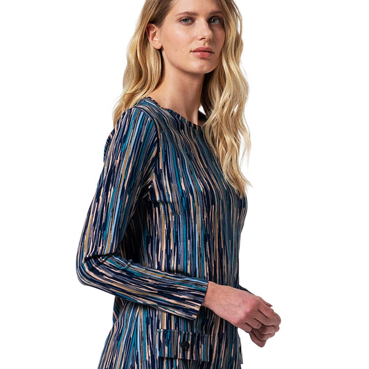 SURKANA - Abito corto elasticizzato stampato Blu acciaio-SURKANA-VIALESCARPE