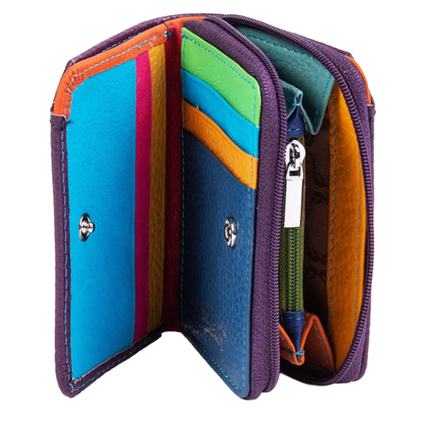 Portafoglio Piccolo Reuse Multicolor Portaspicci Zip Viola