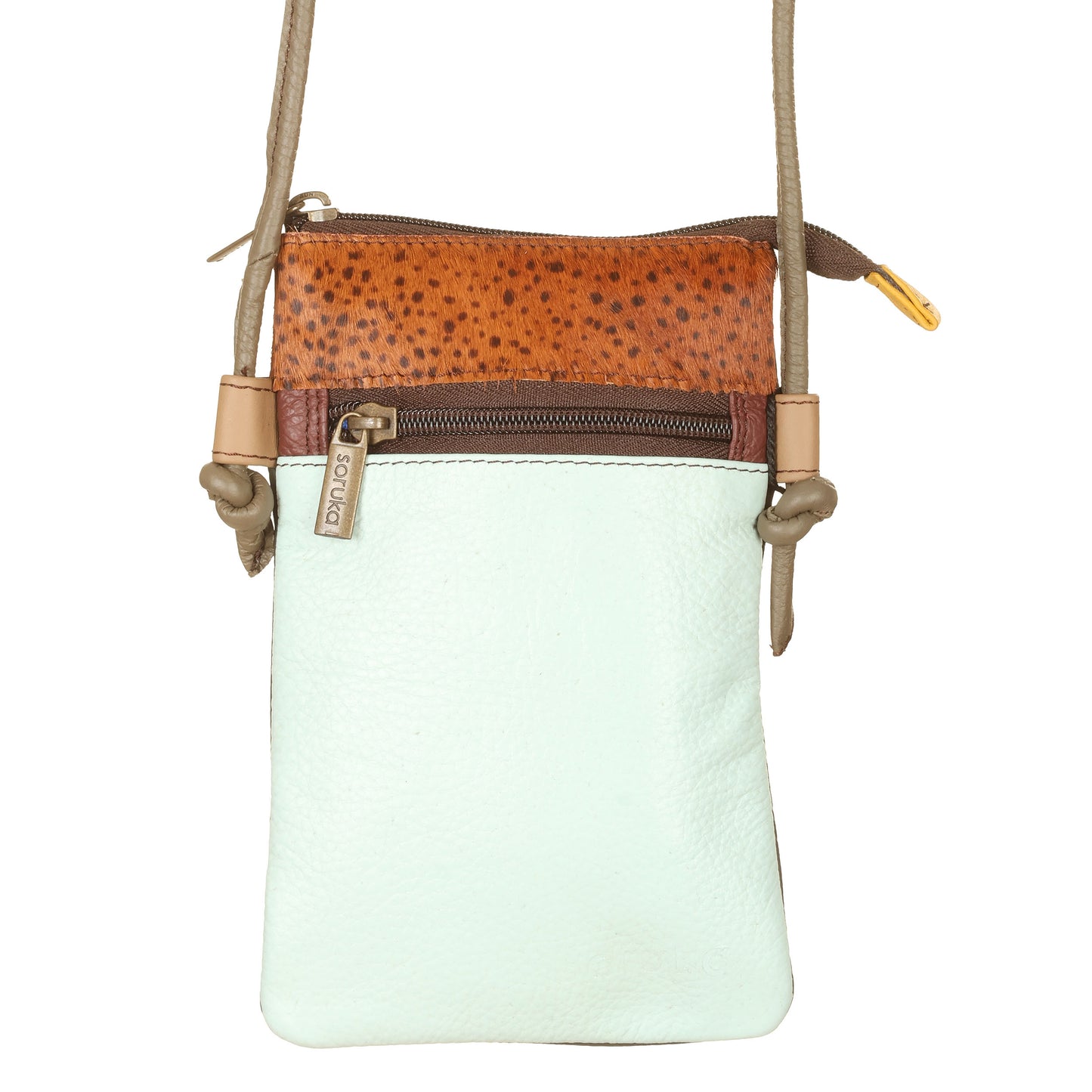 Borsa Lua mini con zip pelo Aqua-MAculato-Grigio